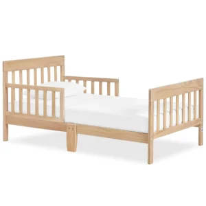 Vintage White Oak Toddler Bed with Safety Rails