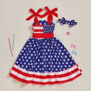 American Flag Sleeveless Dress with Matching Headband