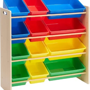 Toy Storage Organizer, Natural Wood Frame