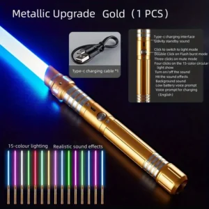 15-color 2-in-1 Metal Gravity Sensing Light up Saber Toy Sword,