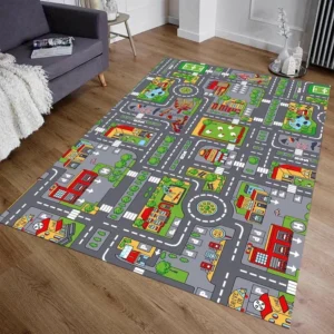 City Traffic Highway Kids Non-Slip  Play Mat,