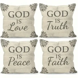 1/4PCS Christian-Themed Farmhouse Style Pillow Covers