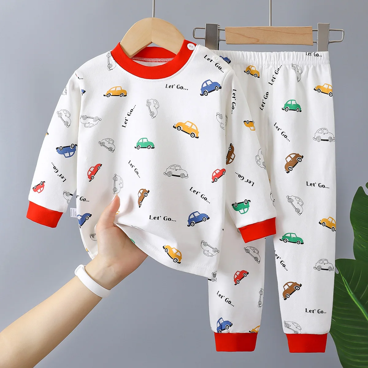 Autumn Kids Cotton Long Sleeve Cartoon Print Top + Pants - Image 1