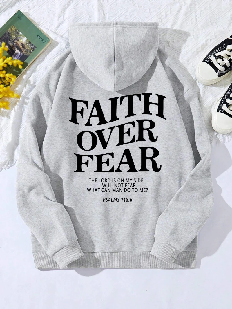 Women's Hoodies Faith Over Fear Fleece Sweatshirts - Image 2