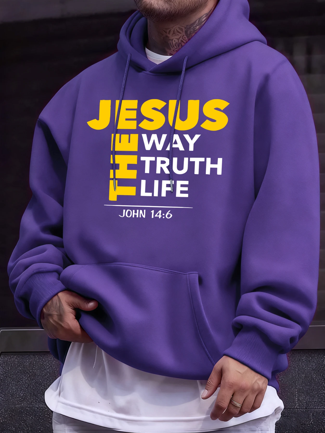 Men's Fleece Hoodie With Pockets - Image 3