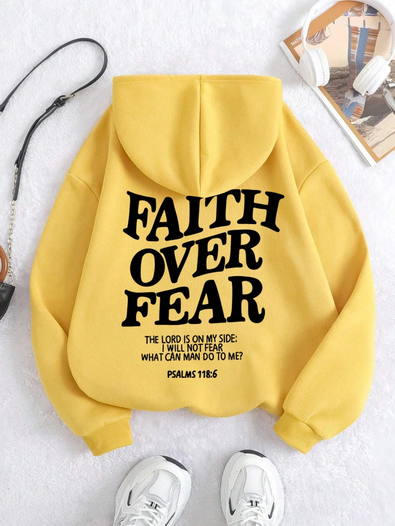 Women's Hoodies Faith Over Fear Fleece Sweatshirts - Image 4