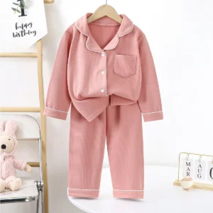 Children Cotton Button Down Sleepwear - Thumbnail Image 7