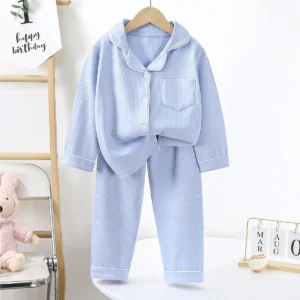 Children Cotton Button Down Sleepwear - Thumbnail Image 4