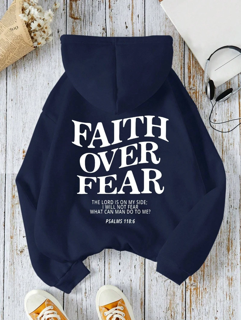Women's Hoodies Faith Over Fear Fleece Sweatshirts - Image 1
