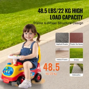 Toddler Ride On Push Car Sit to Stand  with Music Steering Wheel