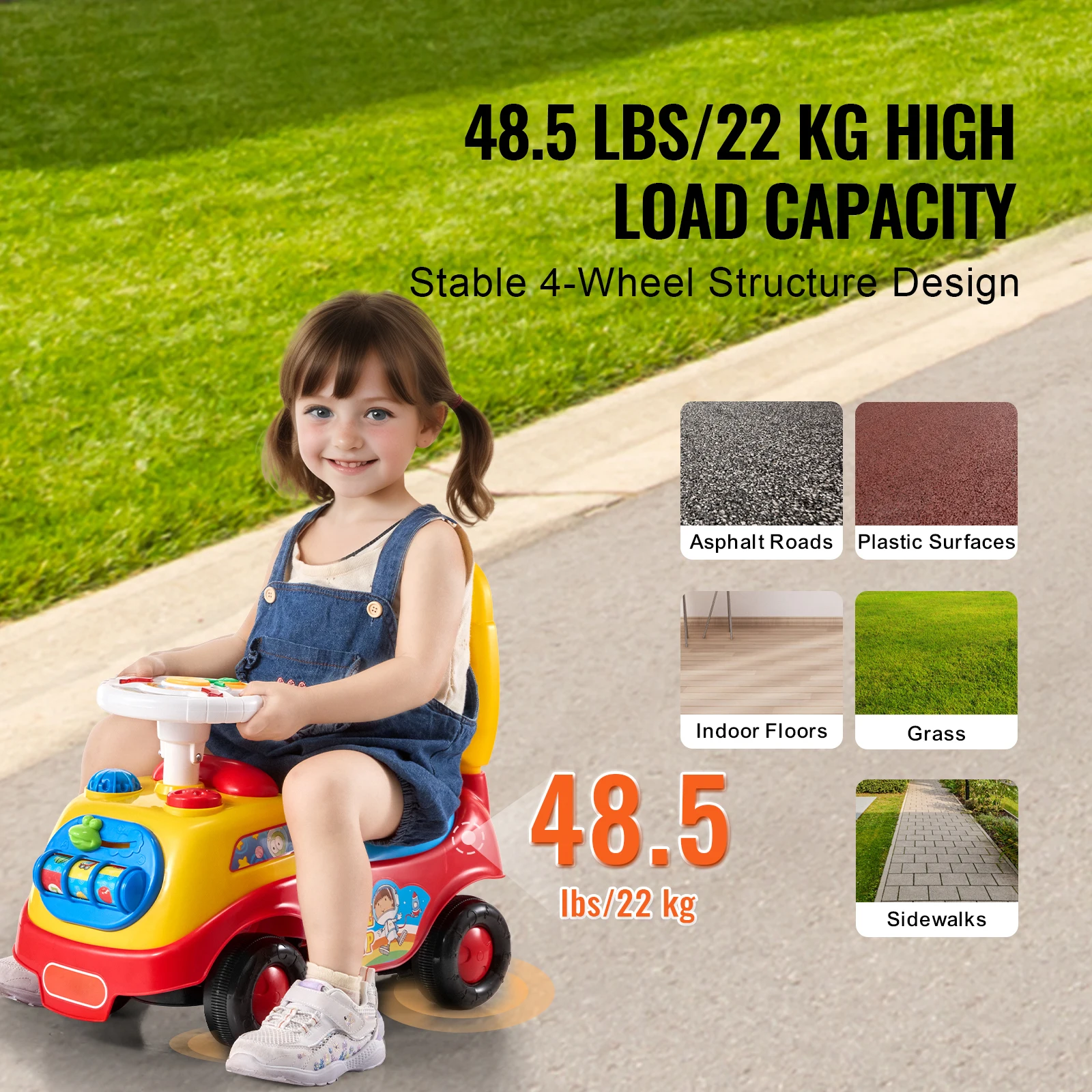 Toddler Ride On Push Car Sit to Stand with Music Steering Wheel - Image 1