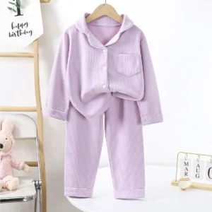 Children Cotton Button Down Sleepwear - Thumbnail Image 3