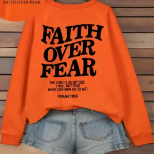 Women's Hoodies Faith Over Fear Fleece Sweatshirts - Thumbnail Image 18