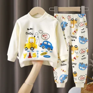 Autumn Kids Cotton Long Sleeve Cartoon Print Top + Pants - Thumbnail Image 5