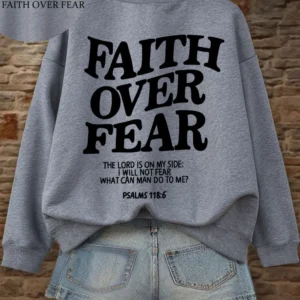 Women's Hoodies Faith Over Fear Fleece Sweatshirts - Thumbnail Image 17