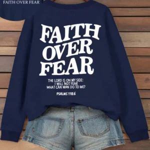 Women's Hoodies Faith Over Fear Fleece Sweatshirts - Thumbnail Image 15