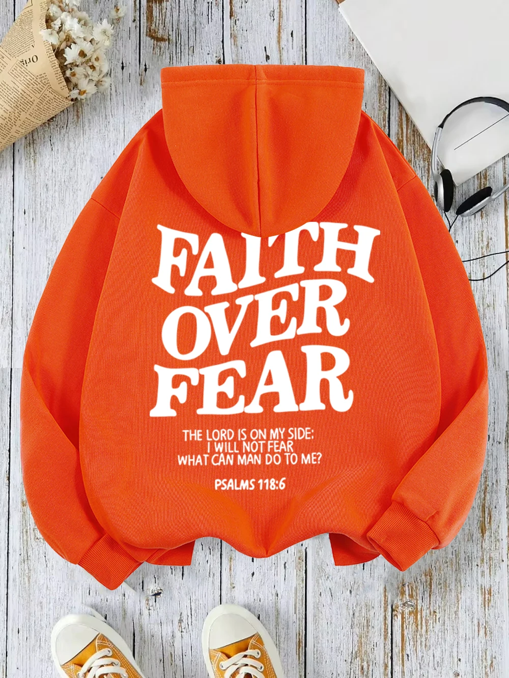 Women's Hoodies Faith Over Fear Fleece Sweatshirts - Image 6