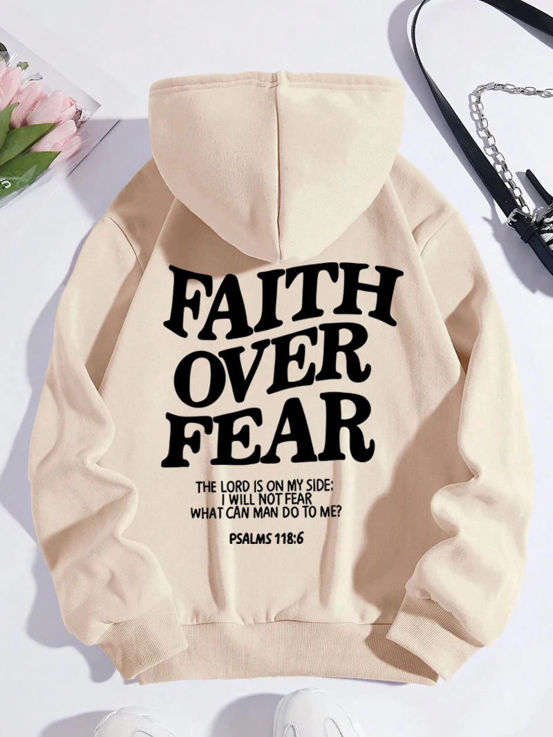 Women's Hoodies Faith Over Fear Fleece Sweatshirts - Image 5