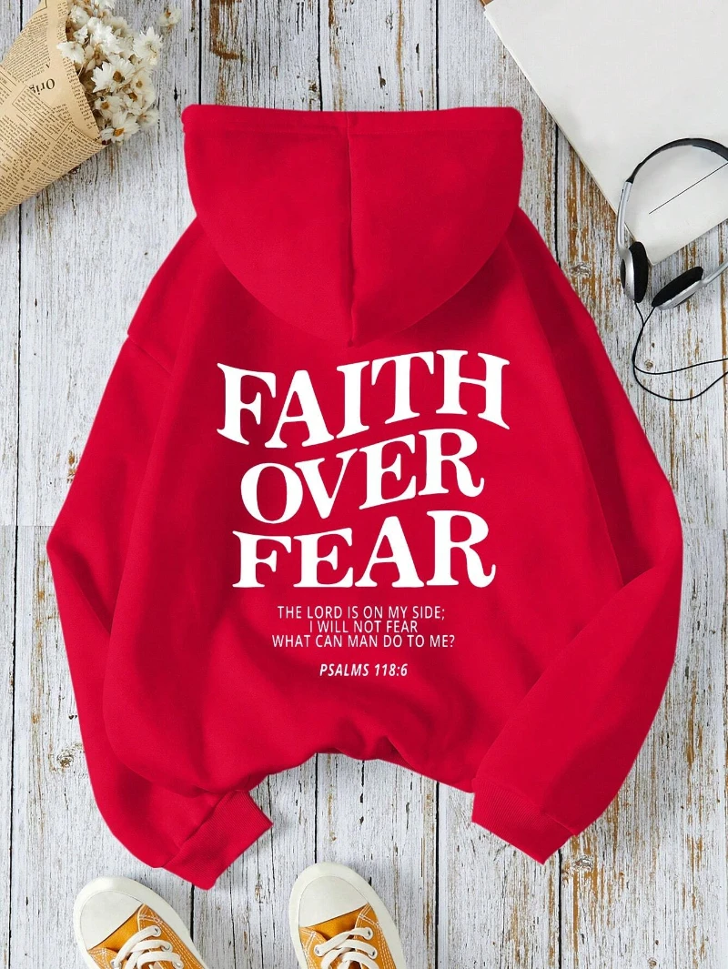 Women's Hoodies Faith Over Fear Fleece Sweatshirts - Image 10