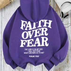 Women's Hoodies Faith Over Fear Fleece Sweatshirts - Thumbnail Image 8