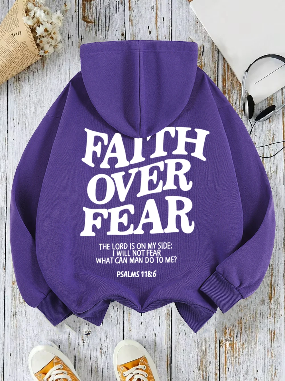 Women's Hoodies Faith Over Fear Fleece Sweatshirts - Image 8