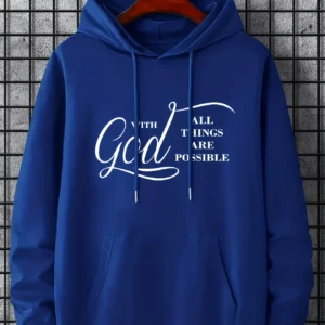 Men's "With God All Things Are Possible" Hooded Sweatshirt - Thumbnail Image 4