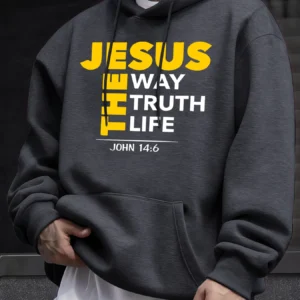 Men's Fleece Hoodie With Pockets - Thumbnail Image 4