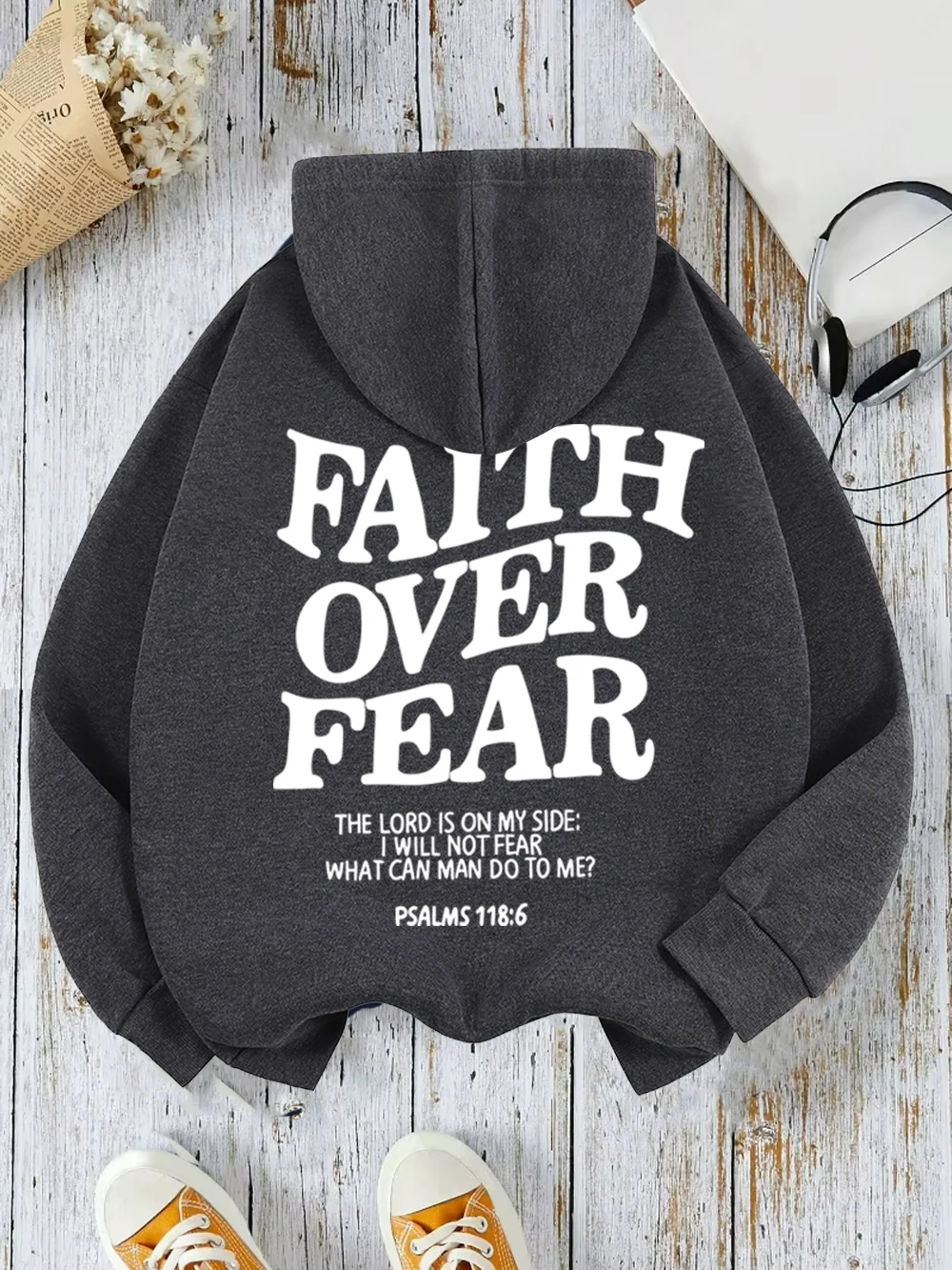 Women's Hoodies Faith Over Fear Fleece Sweatshirts - Image 11