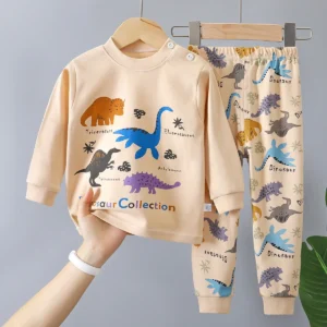 Autumn Kids Cotton Long Sleeve Cartoon Print Top + Pants - Thumbnail Image 4
