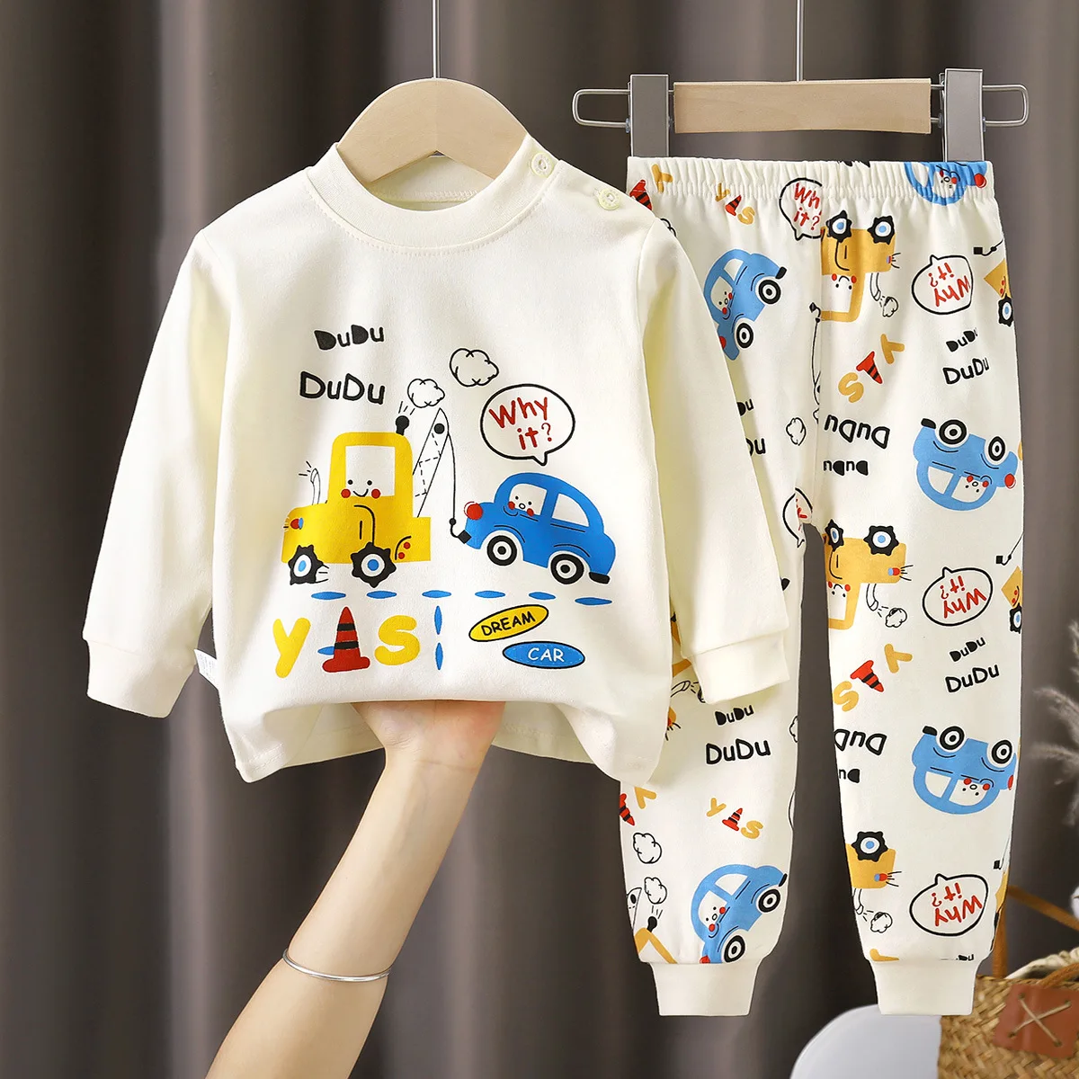 Autumn Kids Cotton Long Sleeve Cartoon Print Top + Pants - Image 2