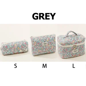 Quilted Cotton Makeup/Cosmetic Organizer Bag With Zipper - Thumbnail Image 24