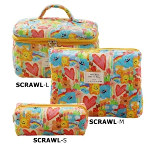 Quilted Cotton Makeup/Cosmetic Organizer Bag With Zipper - Thumbnail Image 3