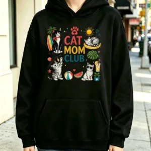 Women'S Hooded Sweatshirt  CAT MOM CLUB Design