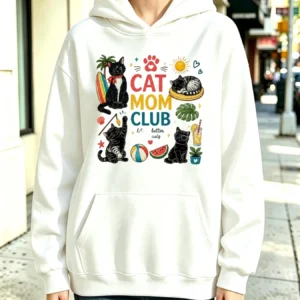 Women'S Hooded Sweatshirt  CAT MOM CLUB Design - Thumbnail Image 2
