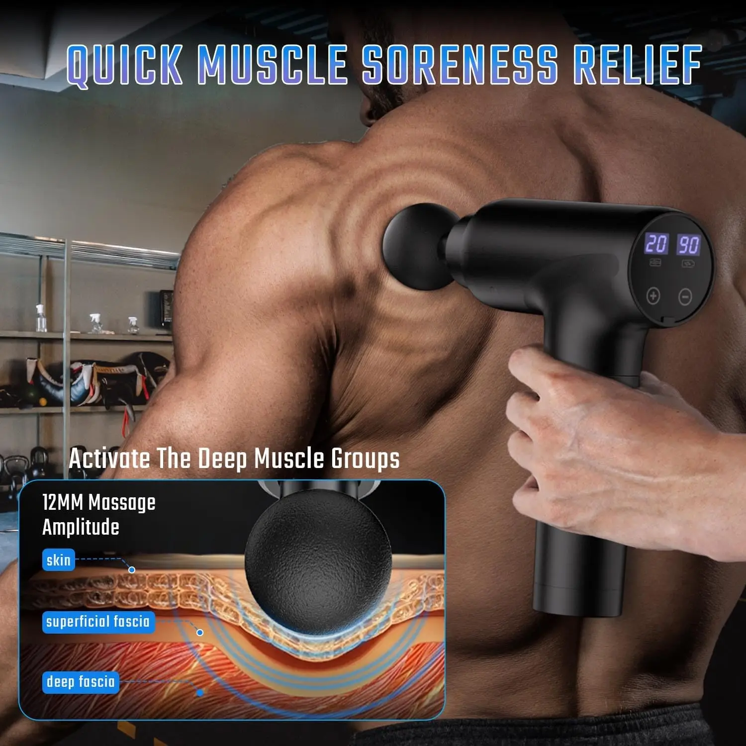 Deep Tissue Handheld Massage Gun, With Carrying Case - Image 3