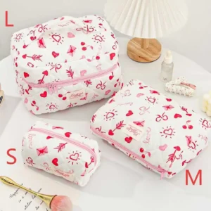 Quilted Cotton Makeup/Cosmetic Organizer Bag With Zipper - Thumbnail Image 26
