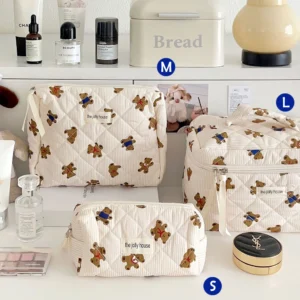 Quilted Cotton Makeup/Cosmetic Organizer Bag With Zipper - Thumbnail Image 21