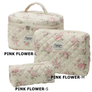 Quilted Cotton Makeup/Cosmetic Organizer Bag With Zipper - Thumbnail Image 4